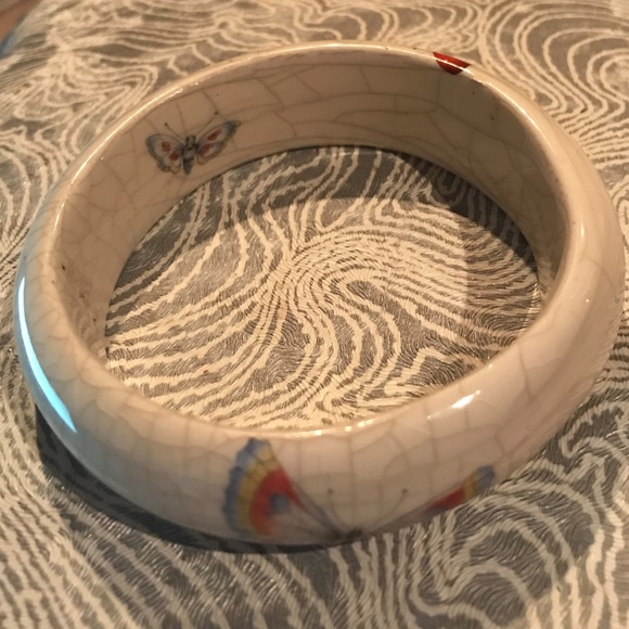 Jewelry - Vintage 80s Ceramic Butterfly Bracelet Shabby Chic